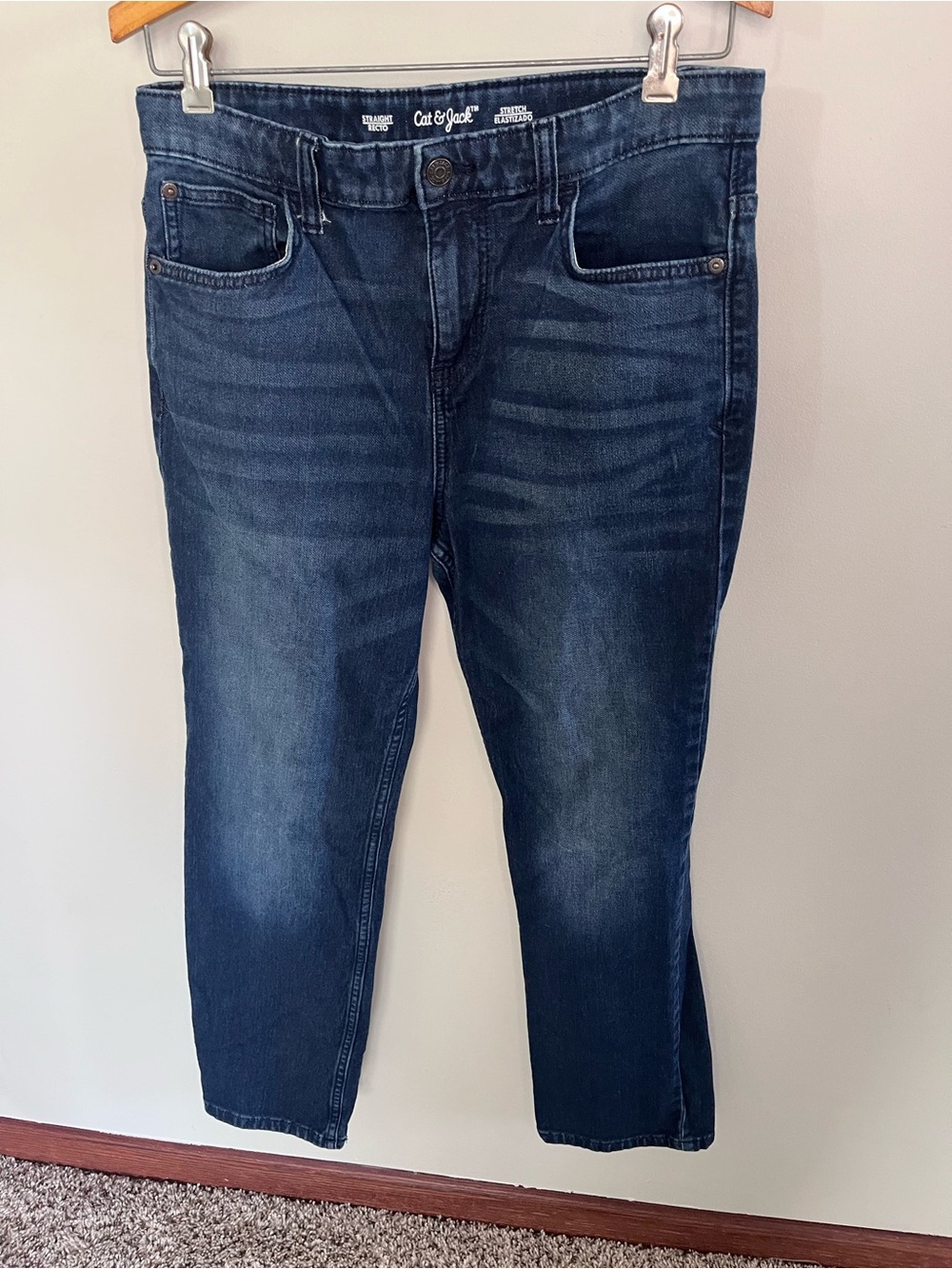 Cat & Jack Boys Straight Leg Stretch‎ Jeans Dark Wash Size 16
